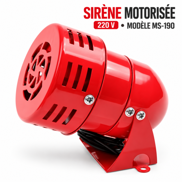 Mini sirène à moteur 220V Model MS-190 rouge AVEL MS-190