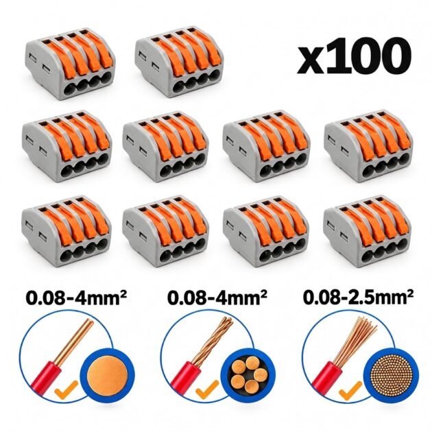 Lots de 100 Pcs Connecteurs électriques rapide 4pins 32A 0,08-2,5mm Certification CQC PCT-214-10P