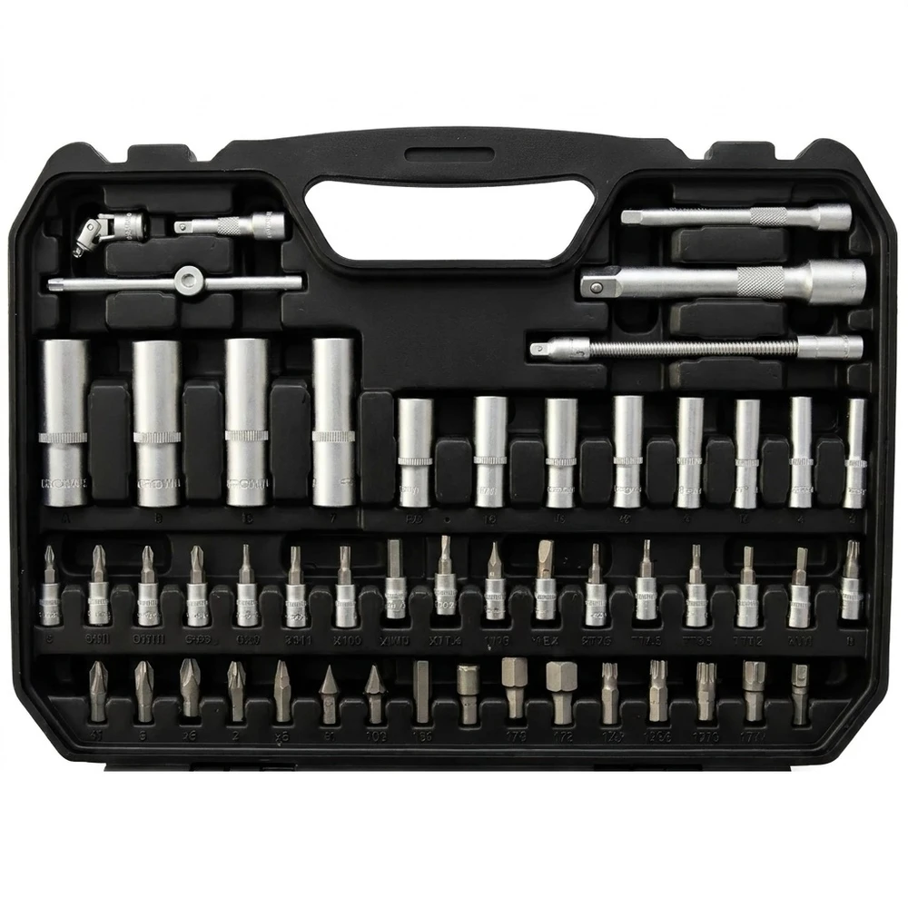Caisse à outils mécanique douilles et cliquets 1/2” 1/4” 94 pièces CROWN CPHSW-XE94BA - الصورة 4