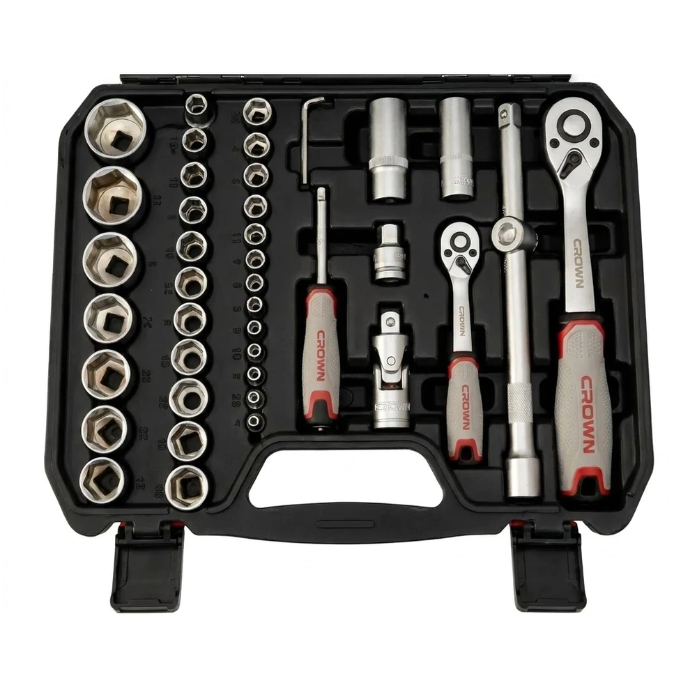 Caisse à outils mécanique douilles et cliquets 1/2” 1/4” 94 pièces CROWN CPHSW-XE94BA - الصورة 5