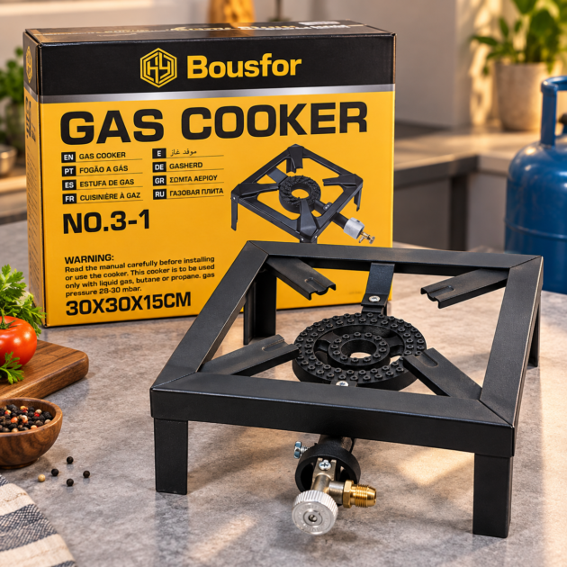 Réchaud à gaz professionnel 1 bruleur 30×30×15 cm Bousfor