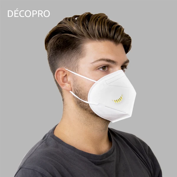 Lot de 40 Masques facial jetable avec valve respiratoire, protection de la bouche et du nez KN95 - الصورة 4