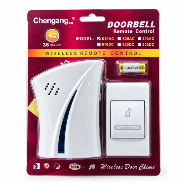 Sonnette sans fil avec télécommande avec 36 mélodies 610AC