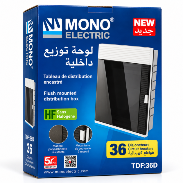 Tableau de Distribution Encastré MONO ELECTRIC 36 Disjoncteurs TDF-36D
