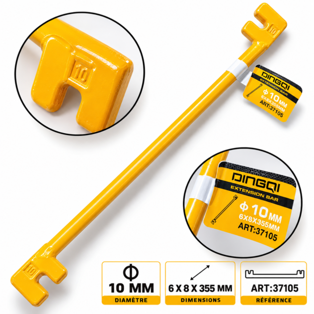 Barre d’extension 10 mm – 6×8×355mm DINGQI 37105