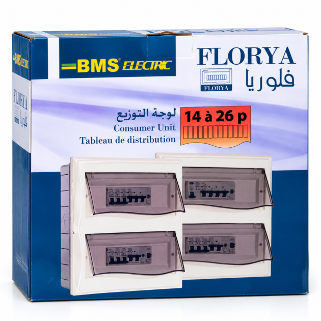 Tableau de Distribution Encastré FLORYA 14 à 26 Modules – BMS ELECTRIC