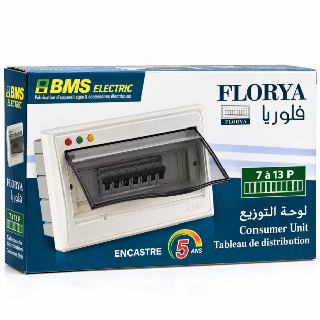 Tableau de Distribution Encastré FLORYA 7 à 13 Modules BMS ELECTRIC